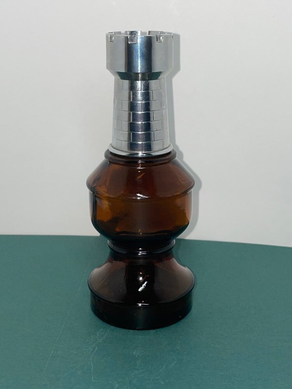Vintage Avon The Rook Chess Piece Empty After Shave Bottle Amber Glass 3 oz
